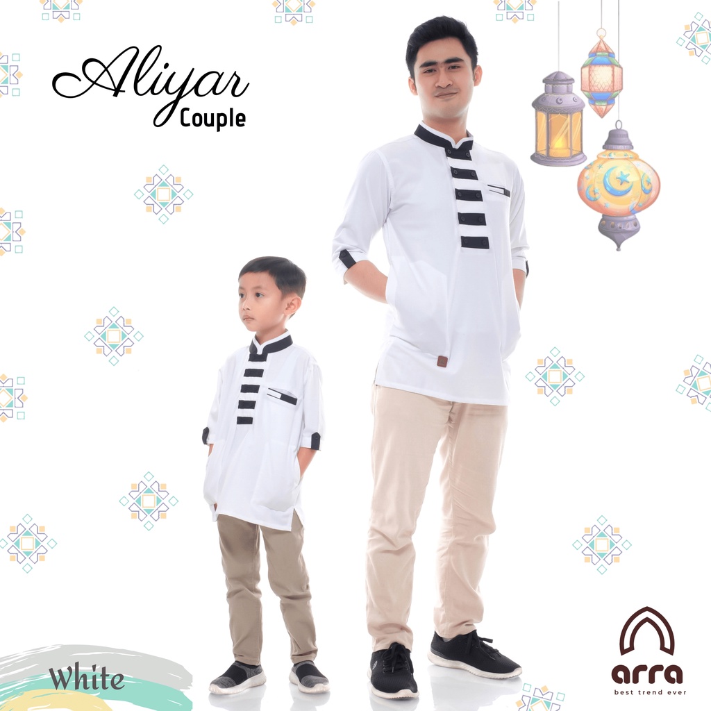 Baju Koko Kurta Pakistan Couple Ayah Anak Lengan 3/4 Kualitas Terbaik Model Terbaru Lebaran Aliyar Series