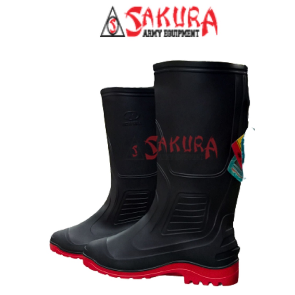 Sepatu Boots Karet New Era Original Hitam Bawah Merah Sepatu Proyek