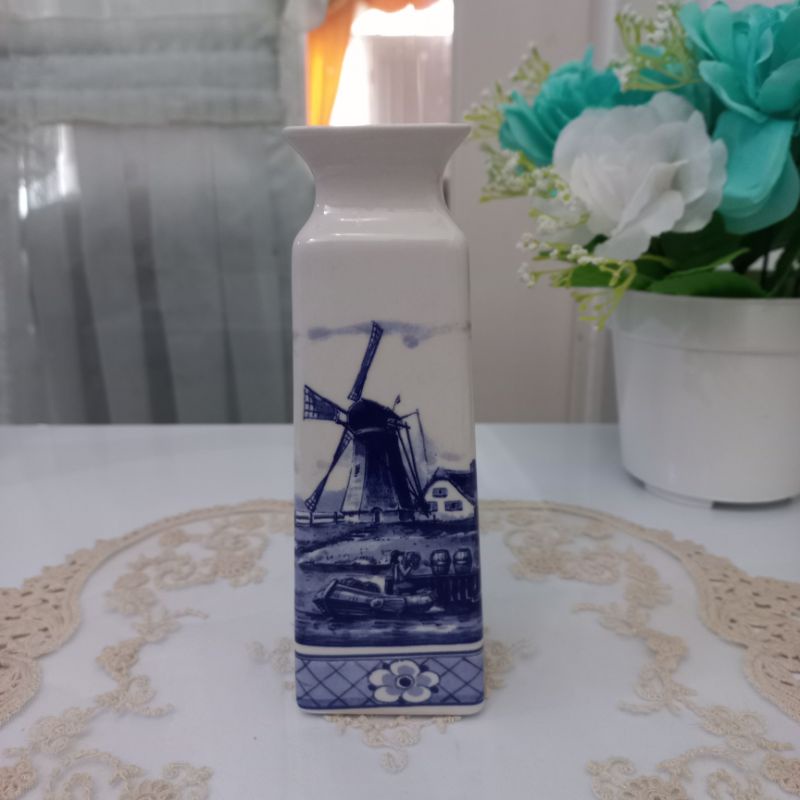 Vas Holland Delft Blue Windmill Rectangular