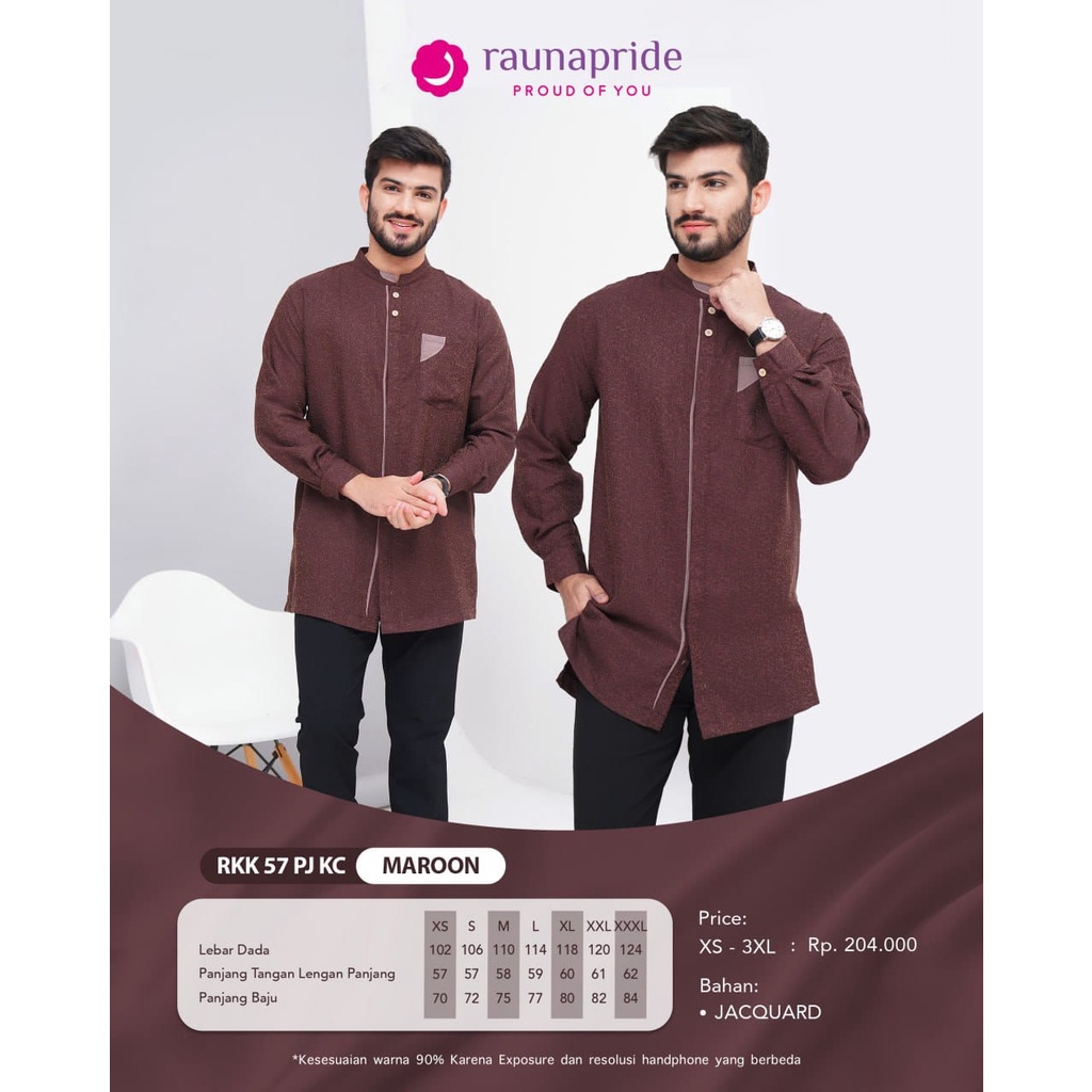 Rauna Couple 57 Maroon Terbaru / RKK 57 - RGD 57 - RKK 57 PJ KC / Fashion Muslim Sarimbit Couple Rauna Terbaru 2023