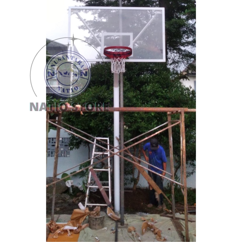 Tiang Basket Tanam 120×180 cm Ring Per 2 Akrilik 15mm + Tanam Langsung