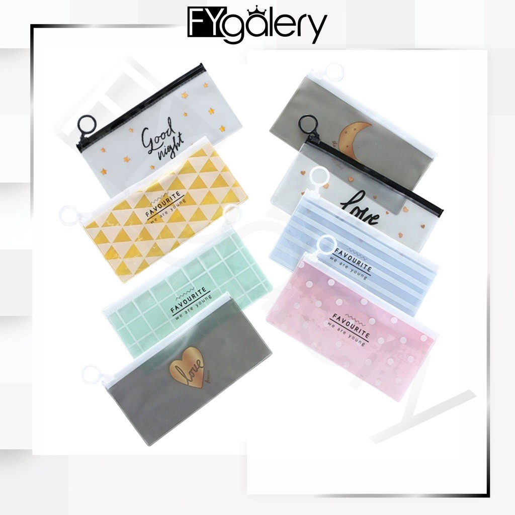 FYGALERY HL0074 Tempat Pensil Transparan Pouch Motif Lucu Serbaguna