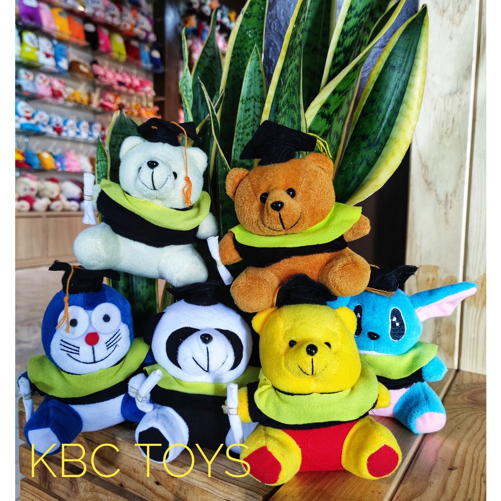 Boneka  Wisuda Mini ALL Karakter/Boneka TEDDY Bear Wisuda,Doraemon Stitch Pooh Panda Size 15 cm / Bo