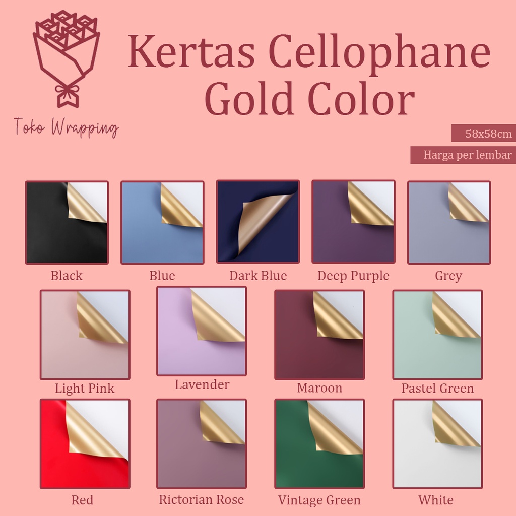 

Kertas Cellophane Kertas Buket Bunga [Gold Color] Flower Wrapping Paper Celophane / Chellophane Murah untuk Snack Uang