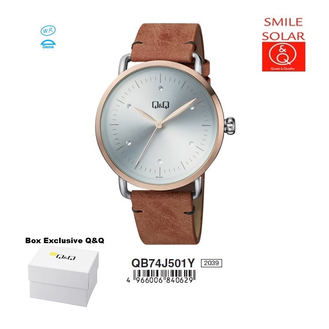 Jam Tangan Pria Classic Casual Kulit Leather Analog Original Q&amp;Q QnQ QQ QB74 QB74J Series