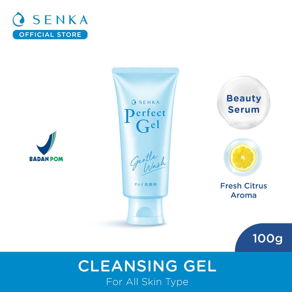 SENKA Perfect Gel Gentle Wash Ukuran 100gr - Pembersih Wajah Gel Senka Cleanser Foam Untuk Jenis Kulit Kombinasi Kulit Berminyak Kulit Sensitif Senka