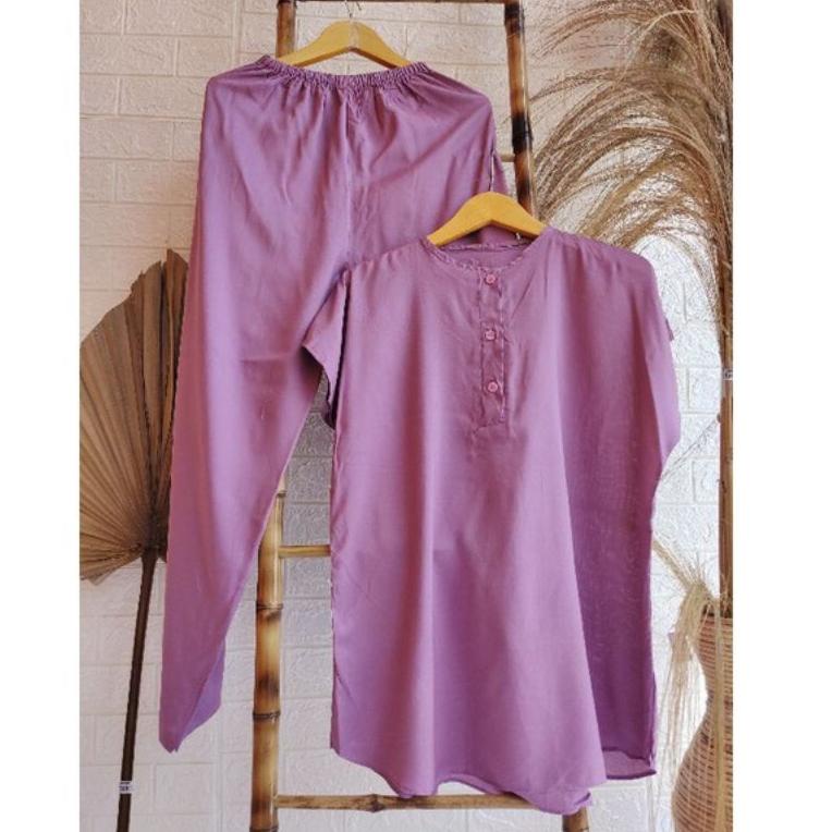 BOOMING set piyama wanita secel rayon polos pendek panjang set rayon