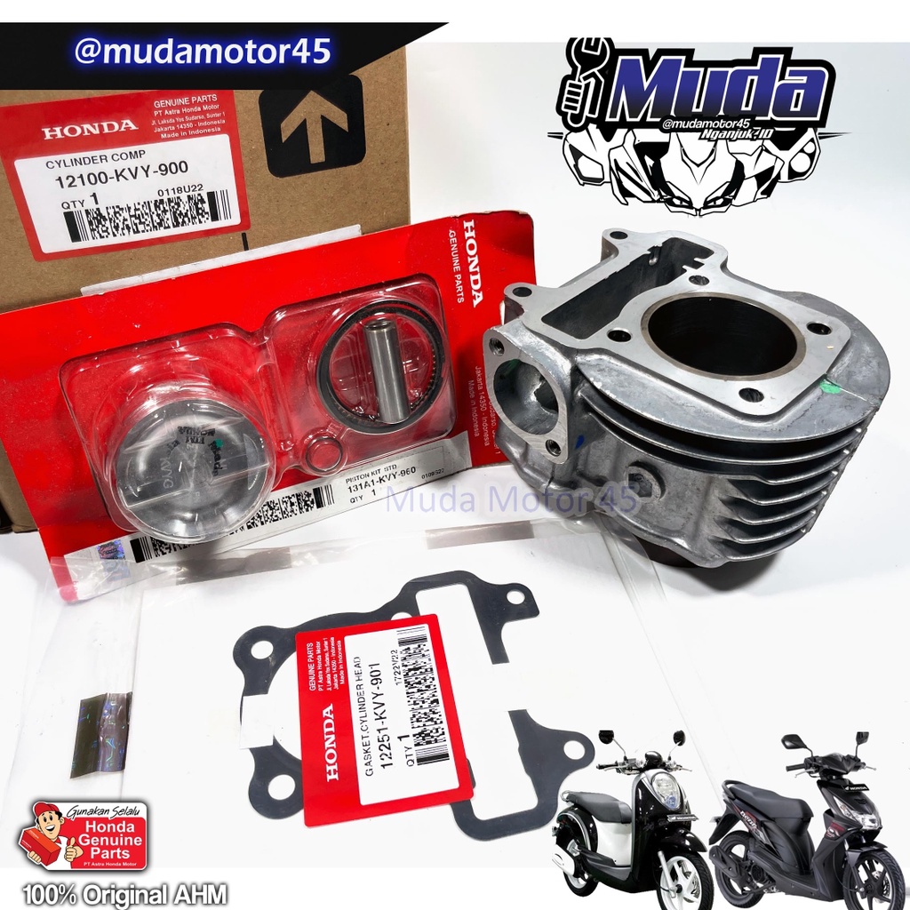 BLOK SILINDER BEAT KARBU SET PISTON KIT GASKET 12100-KVY-900 13101 BIT 2007 2012 OLD LAMA BORE KIT B