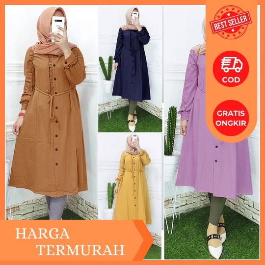 Kanaya Tunik Baju Tunik Modern Simple Elegan Bahan Crinkle Airflow M L Xl Model Terbaru Lebaran 2023