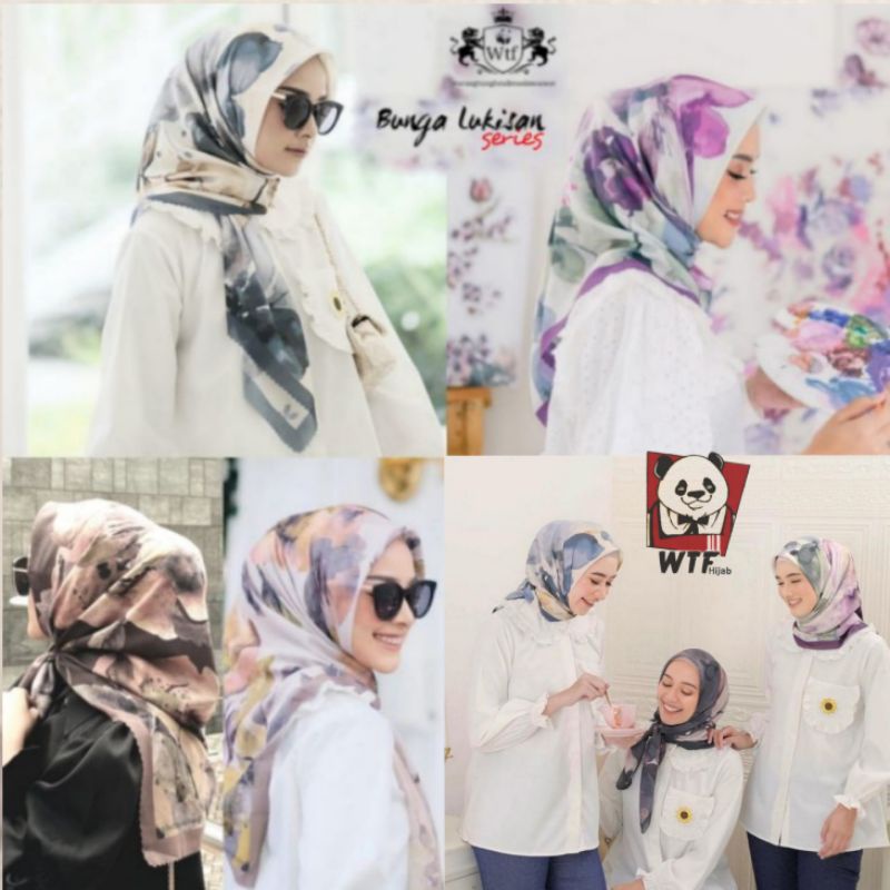 HIJAB SEGI EMPAT VOAL MOTIF LASERCUT PREMIUM TERBARU BEST SELLER || Bunga Lukisan series