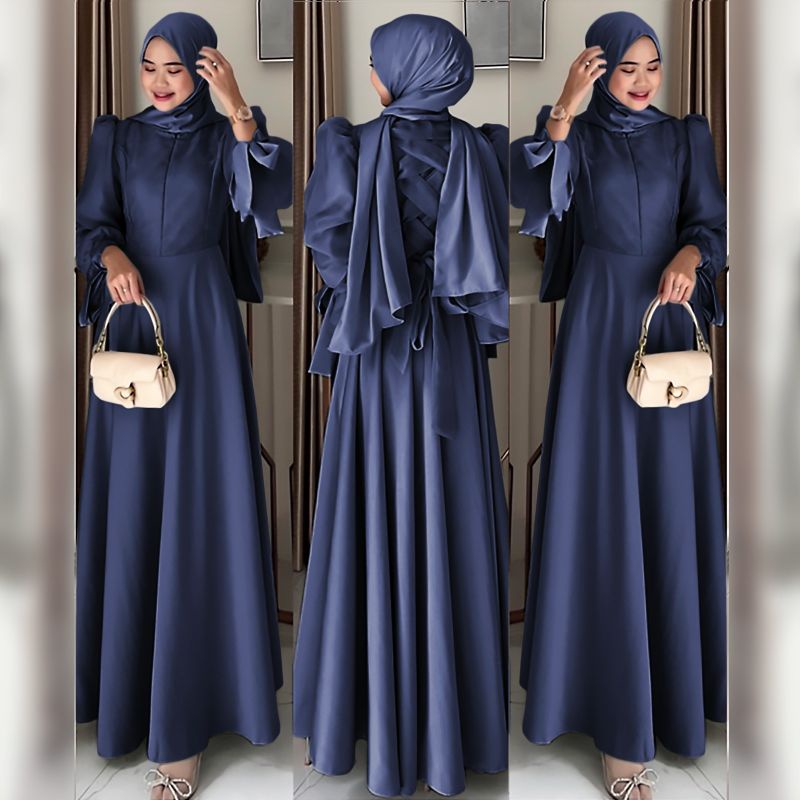 DRESS TATIANA, VELVET SATIN, GAMIS HIJAB MUSLIM, MAXY DRESS