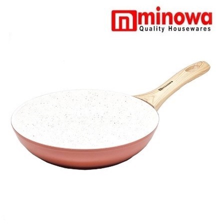 Marble Fry Pan Teflon WD-26 Minowa Putih Wok Pan Panci Wajan Kemarik Gagang 26cm