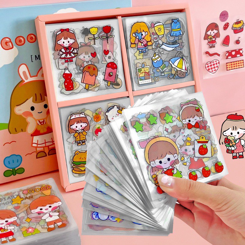 STICKER 1 BOX ISI 100 LEMBAR STICKER SANRIO MOMO CINAMON KUROMI  DIARY TUMBLER AESTHETIC