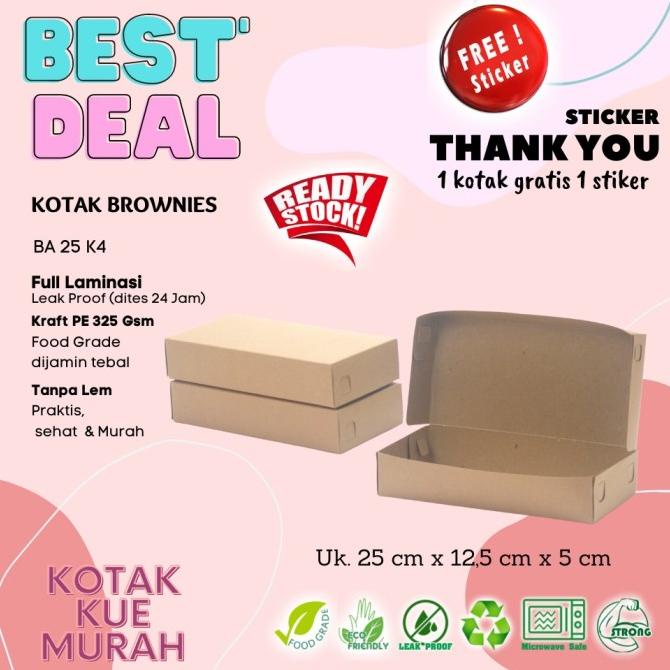 

Kotak Brownies 25X12,5X5Cm Laminasi Anti Bocor Kotak Kraft