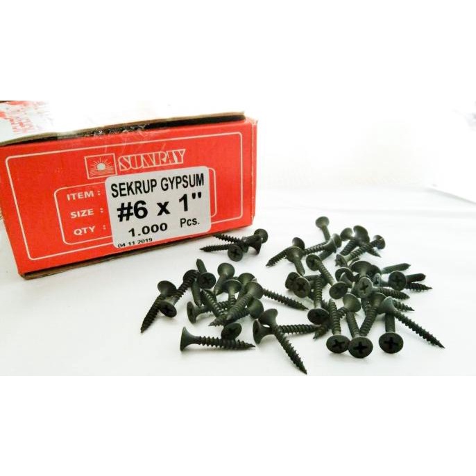 SKRUP GYPSUM 6 x 1 perdus 1000pcs Merk Sunray / SKRUP GYPSUM SUNRAY
