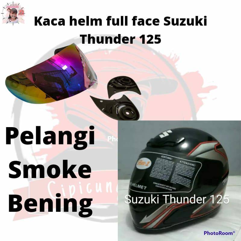 kaca helm Suzuki thunder 125 yang sesuai di gambar ya + rachet atau dudukan visor helmet