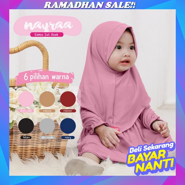 Baju Gamis Anak Model Baru 2023 9-12 Tahun Lora Set Kids Bahan Cringkle Import Gamis Anak Perempuan 