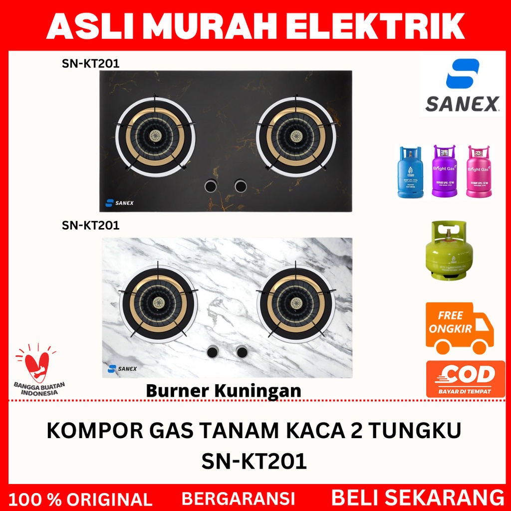 KOMPOR GAS SANEX KACA TANAM 2 TUNGKU SN-KT201//KOMPOR TANAM MURAH//MARBLE SERIES