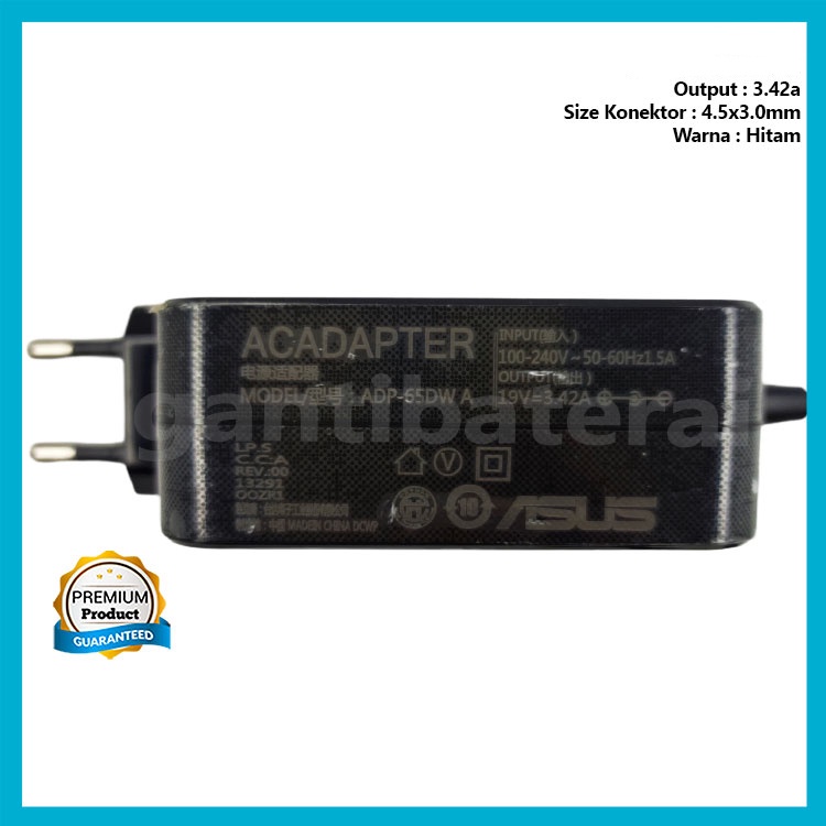 adaptor charger Asus 19v 3.42a 4.5x3.0mm jarum