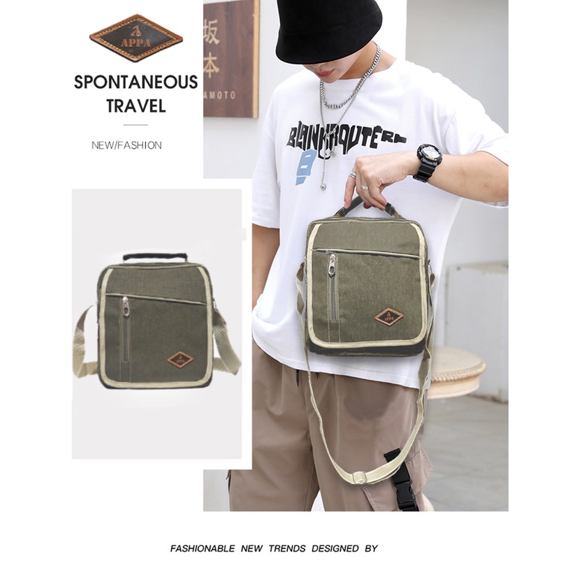 Tas BAEPACK Slempang Gaul Kanvas Vintage Classic Pria Wanita