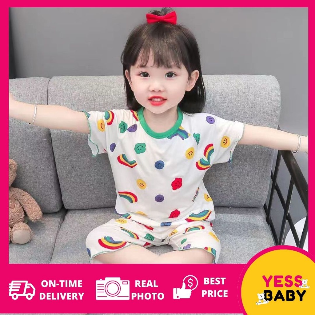 YESSBABY SIZE(90-140)Piyama RAINBOW RIB lucu anak perempuan/bayi perempuan baju tidur/usia 1-8 tahun