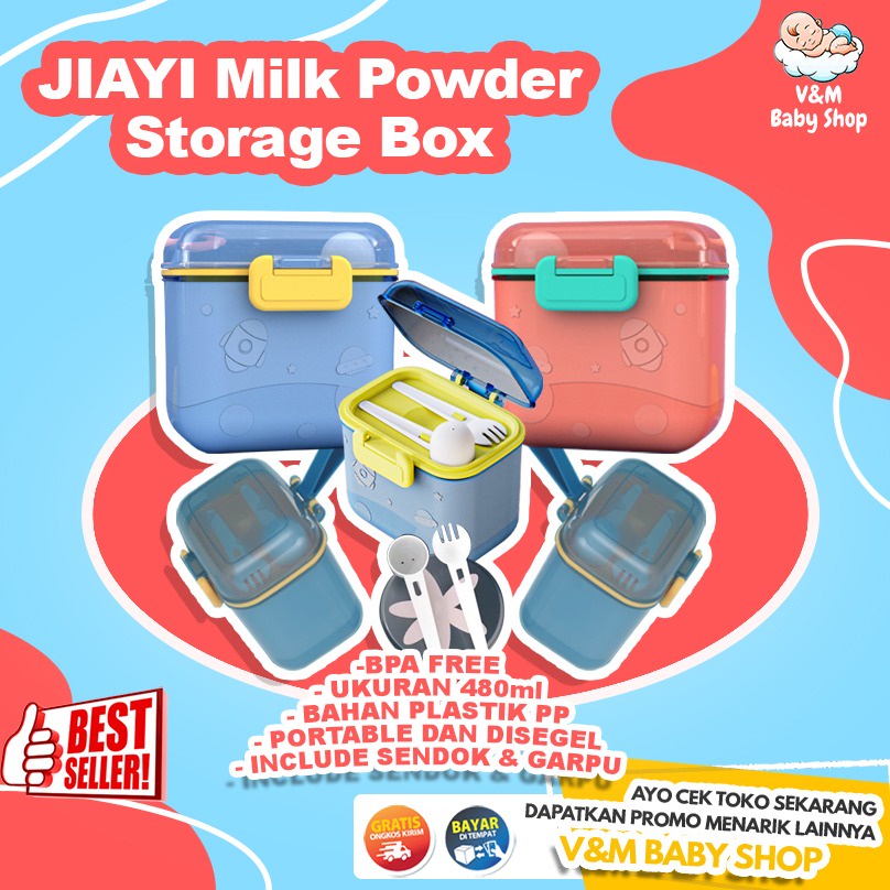 VnM001 | JIAYI Kotak Tempat Penyimpanan Susu Bubuk Bayi Portable Anti Tumpah / Baby Food Container BPA FREE / Tempat Susu Bubuk Traveling Bayi / Perlengkapan Bayi