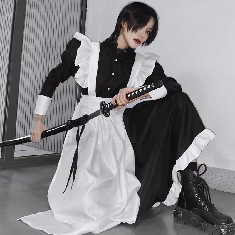 COSTUME COSTUM COSPLAY BAJU MAID PANJANG / MAID OUFIT 19 COWOK / CEWEK / MALE MAID