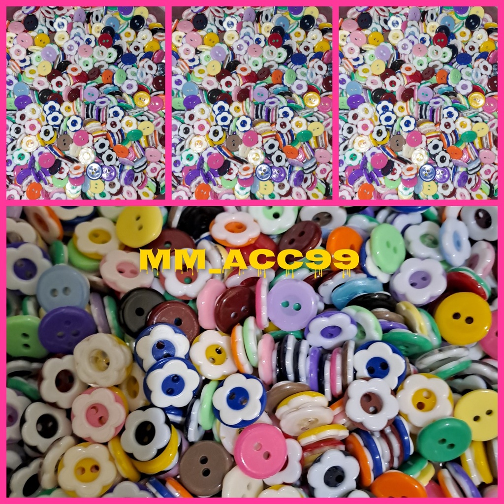 KANCING SAKURA 13MM WARNA WARNI MIX ISI 144PCS