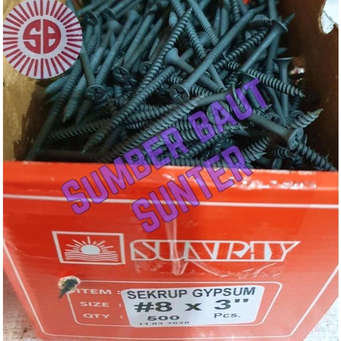 Skrup Gypsum 7,5cm 8x3" - 1 box isi 500 pcs Drywall Screw