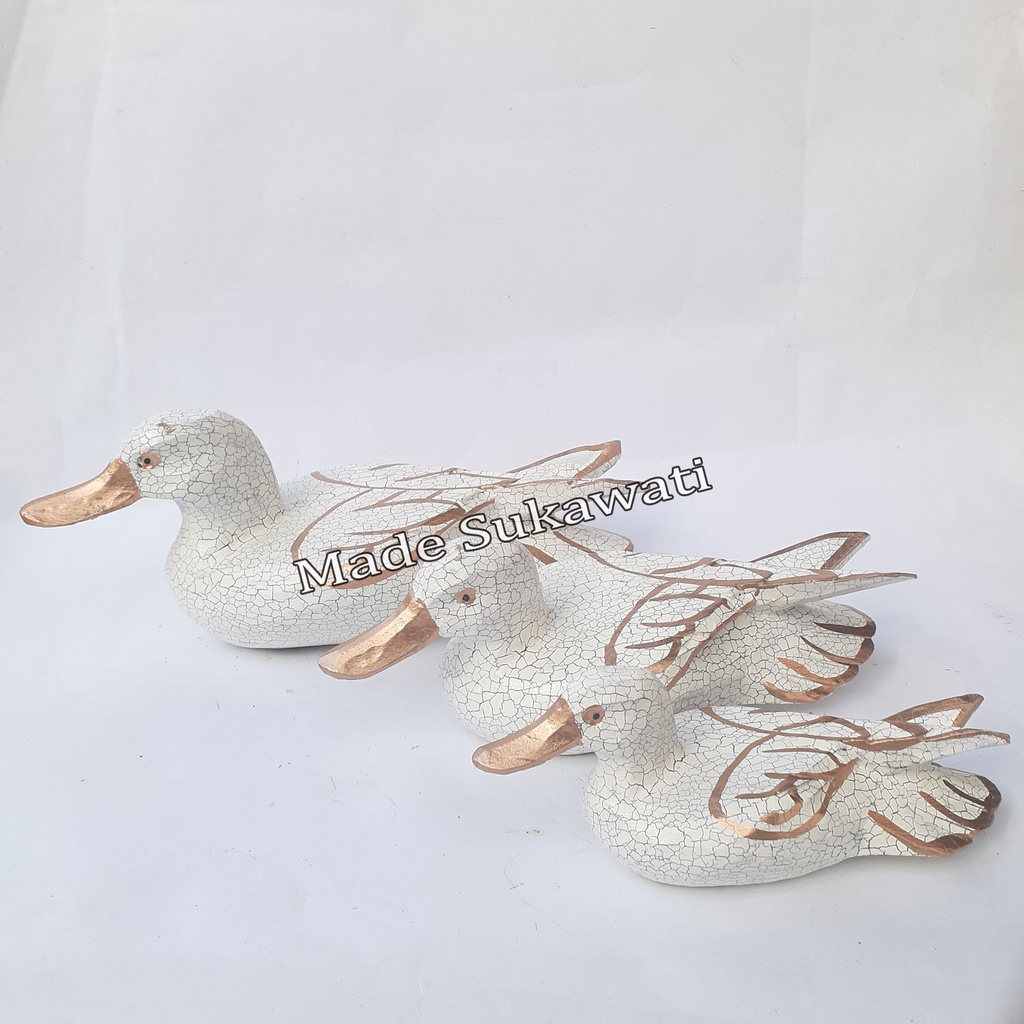 Pajangan patung Bebek Kayu Bali 1set isi 3pcs kerajinan tangan dekorasi hiasan