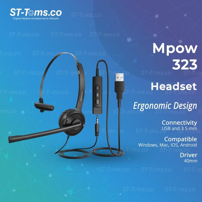 Mpow 323 wired business headset Mono Headphone