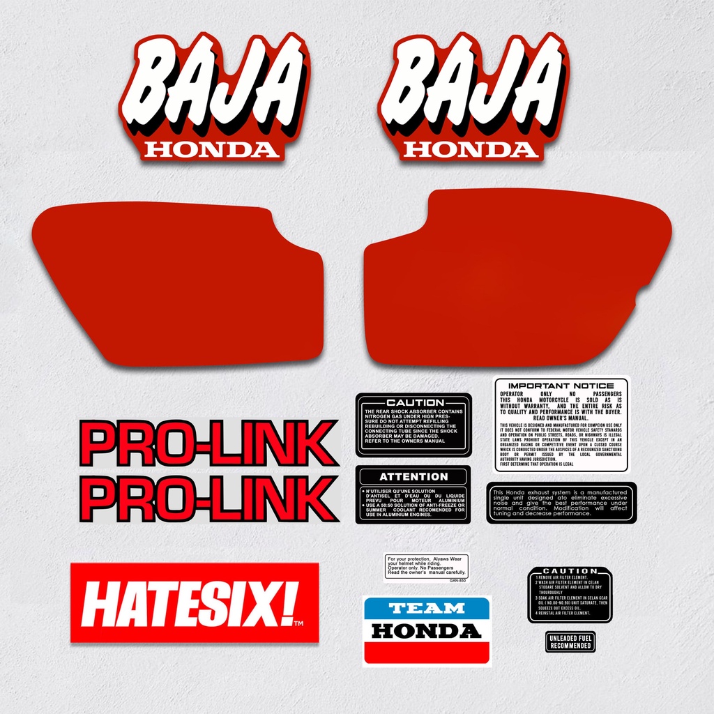 Sticker Decal Honda XRL Baja 1987 Hatesix