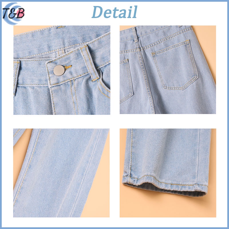 Celana jeans pria celana panjang pria korean style celana jeans cowok kulot jeans jumbo outfit korean style Celana gombrong pria Standar straight Jeans biru putih