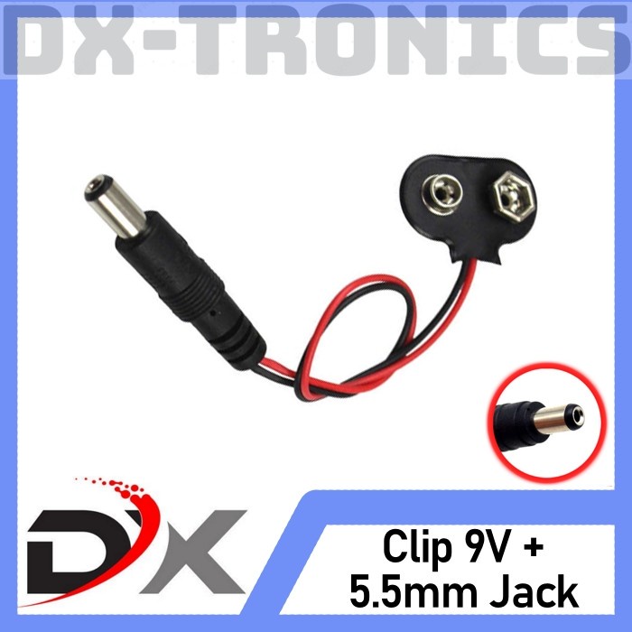 Battery Clip 9V Adapter With DC Jack 5,5mm Klip Baterai Batre