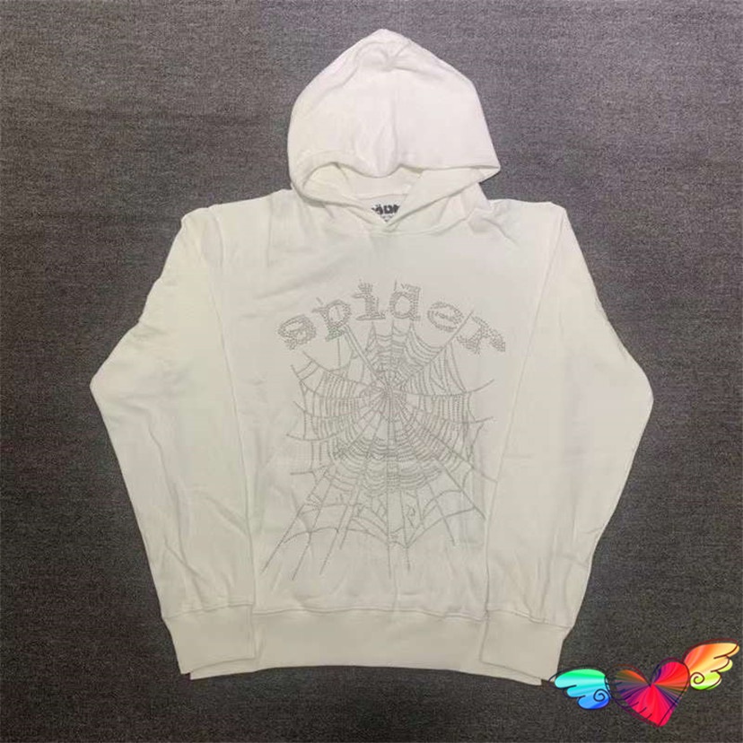 2022 Puff Cetak Putih Sp5der Hoodie Pria Wanita Web Grafis 1:1 Kualitas Spider 555555 Hoodie Berat K