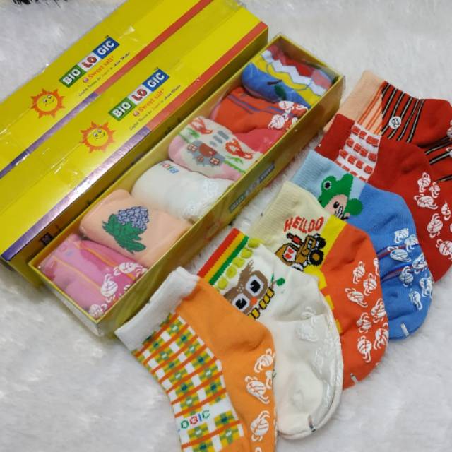 KAOS KAKI BAYI ISI 6 PASANG BIOLOGIC BABY/Biologic kaos kaki bayi 1 set isi 6 pasang ukuran 11-13cm