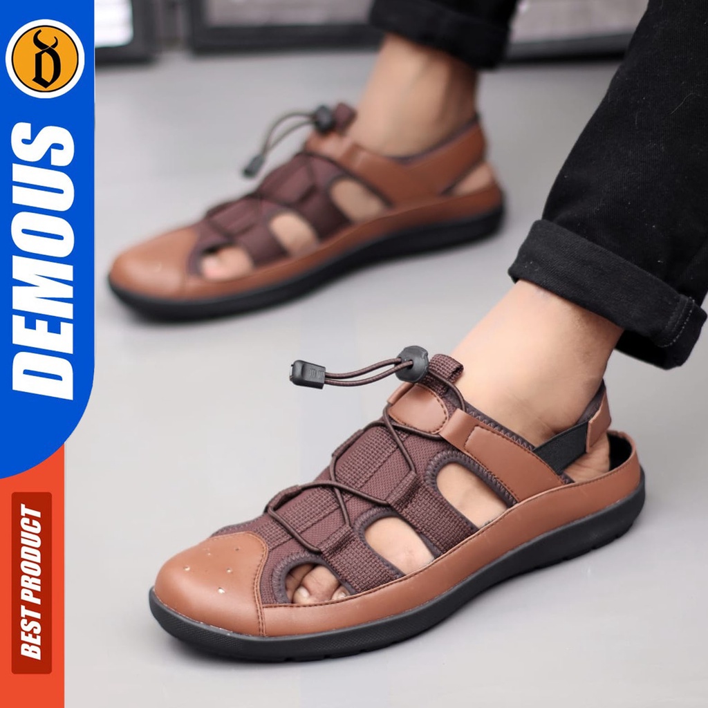 DEMOUS LEXXA Sandal Sepatu Sandal Casual Slop Pria Kulit Sintetis