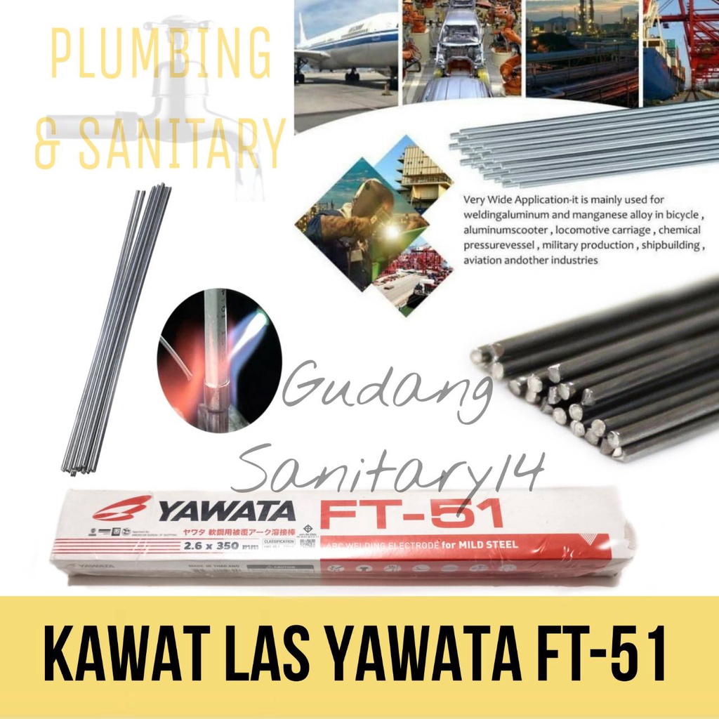 kawat las welding electrodes 2.6 x 350mm (2kg) kawat las yawata FT-51