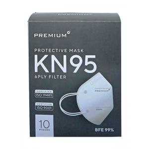 MASKER MEDIS PREMIUM KN95 6 PLY WHITE, BLACK 10 PCS BFE 99%