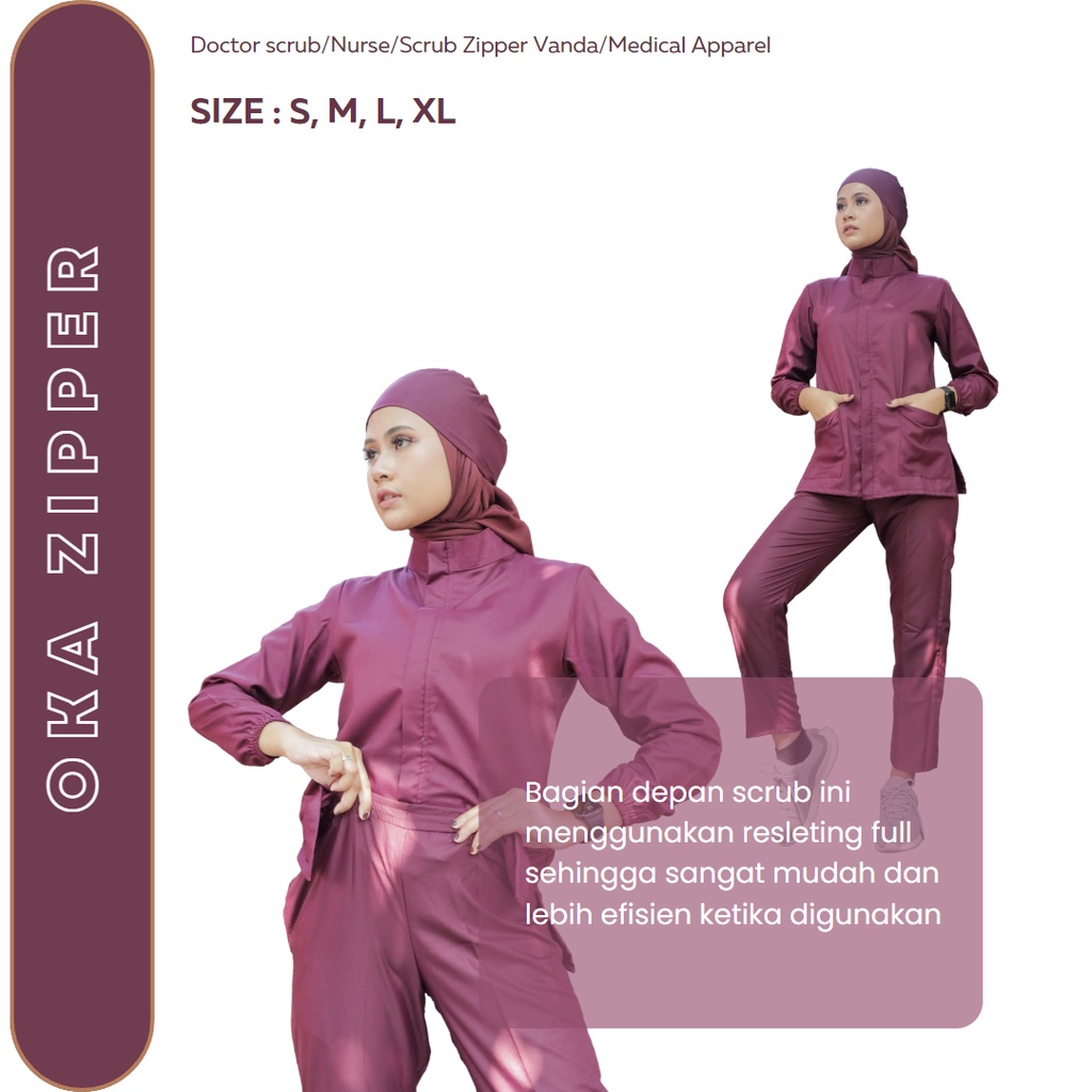 BAJU JAGA LENGAN PANJANG MODEL ZIPPER/BAJU OK/BAJU SCRUB/SERAGAM PERAWAT