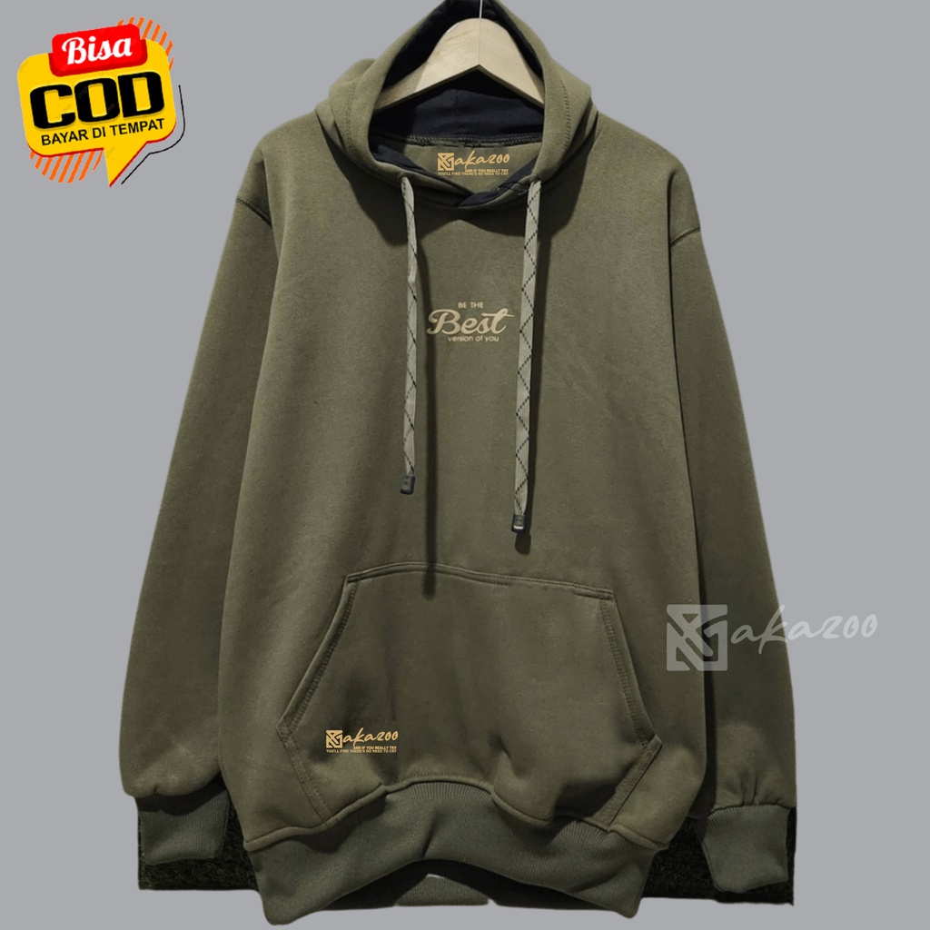 switer distro pria original bandung warna hijau army be the BEST version tulisan hitam sweater oversize wanita korean style hoodie polos jumbo oversize murah hodie cowok distro simple keren  hoodi pria terbaru 2021 umisex m l xl xxl premium akazoo