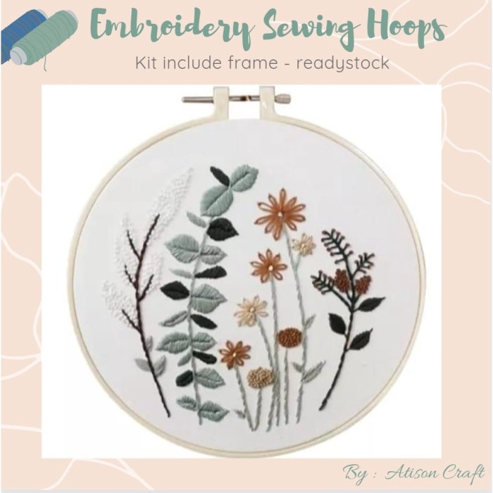 Terlaris Embroidery Kit Hoop Kristik Hoop Bordir Jahit Diy - Mix With Sulaman