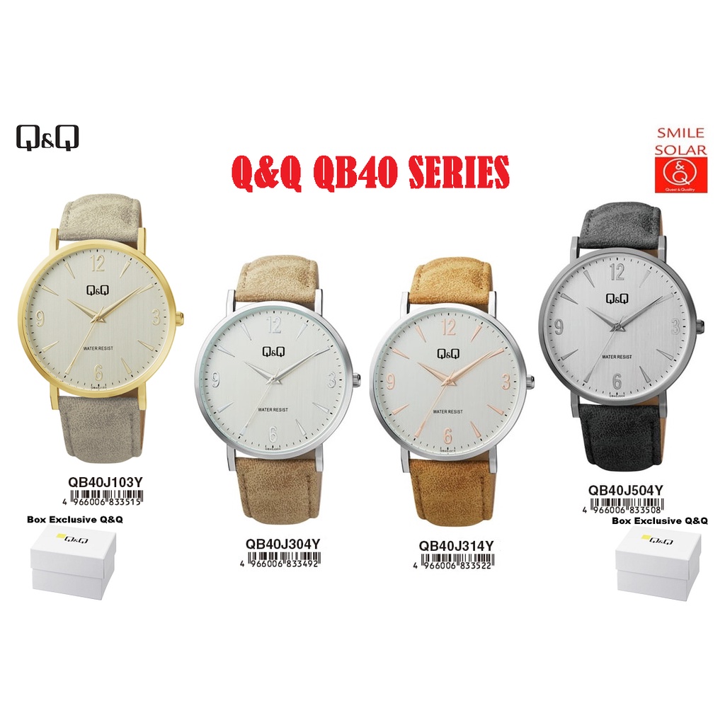 Tangan Pria Classic Casual Kulit Leather Analog Original Q&amp;Q QnQ QQ QB40 QB40J Series