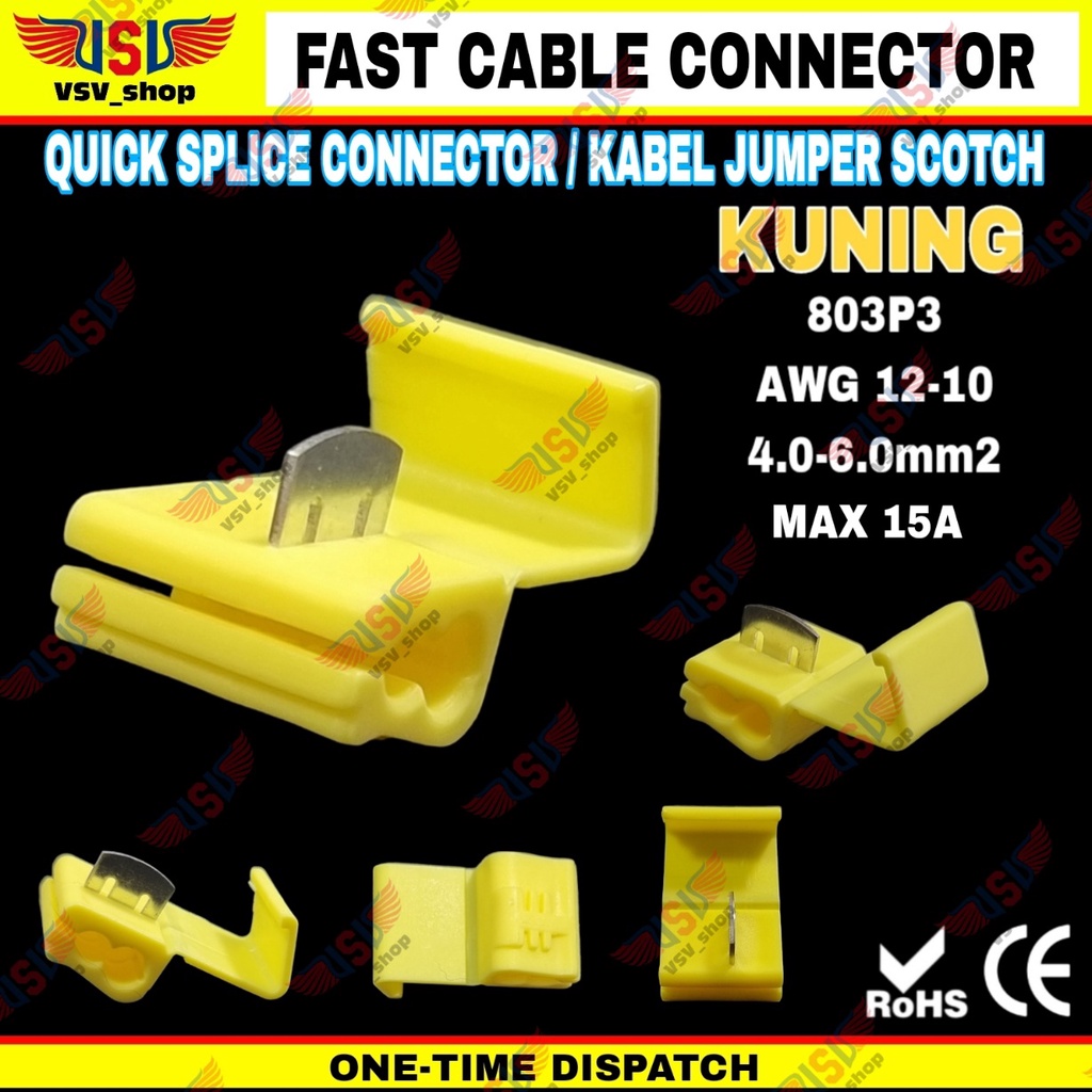 Konektor kabel listrik Jumper KUNING Scotch Lock Quick Cable Connector Sambungan Kabel