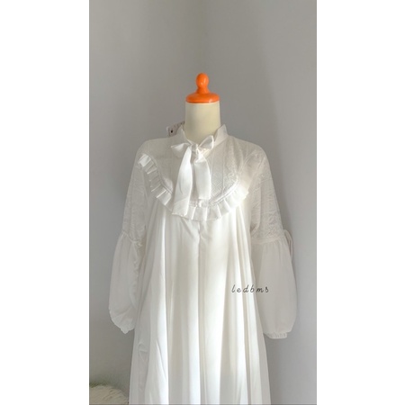 Korean Dress + Furing Premium Ceruty Baby Doll Linen Long Dress Gamis Wanita Korea Baju Gamis Lebara