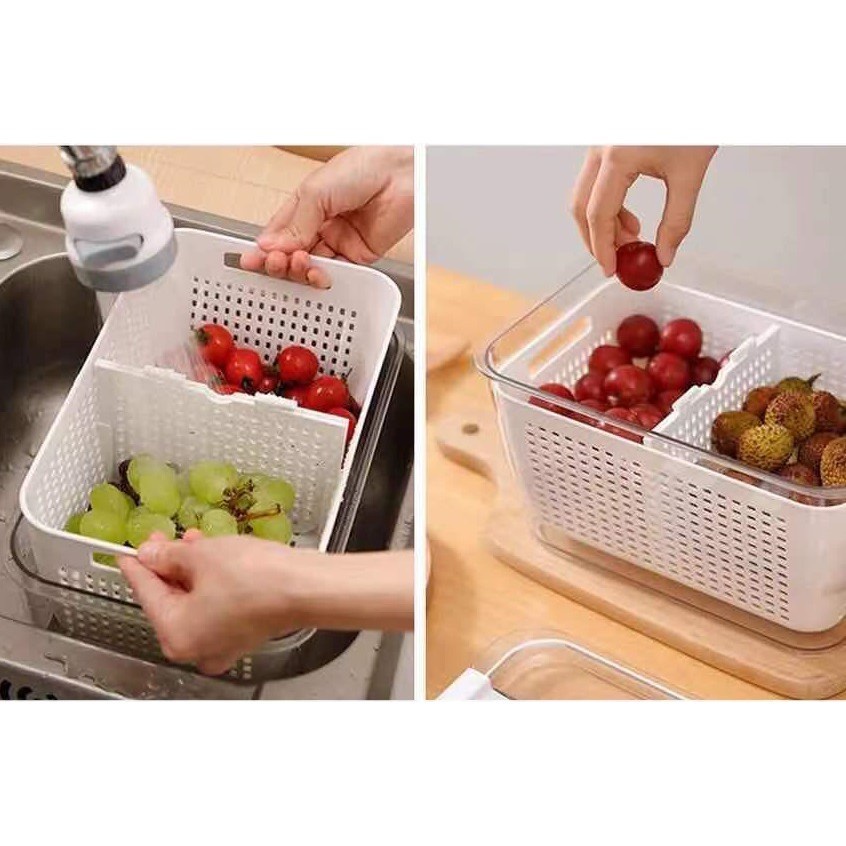 CEV Rak Kulkas Akrilik Kotak Makanan Box Container Acrylic Sayur Dan Buah Rak Kulkas Aesthetic