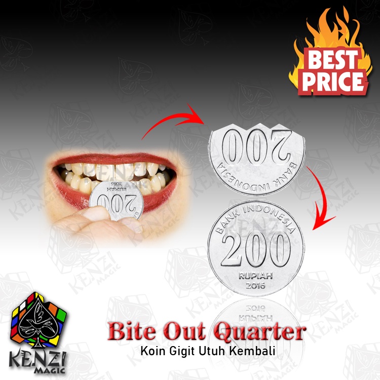 Alat Sulap Coin Bite Out Quarter Koin Gigit
