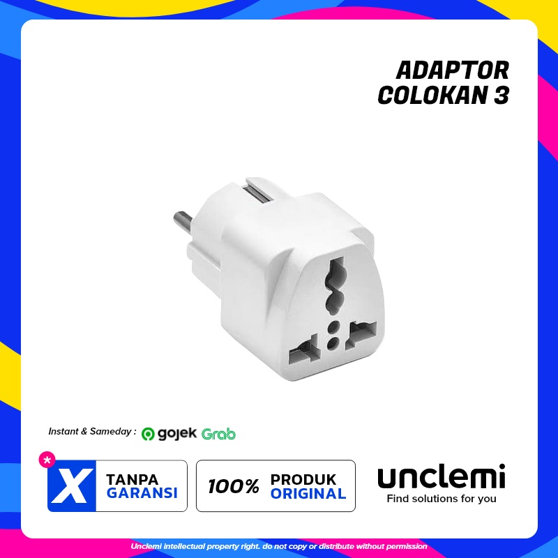 Over Steker Universal Colokan Kaki 3/Sambungan Steker Kaki 3 ke colokan listrik bulat kaki 2  Aplika
