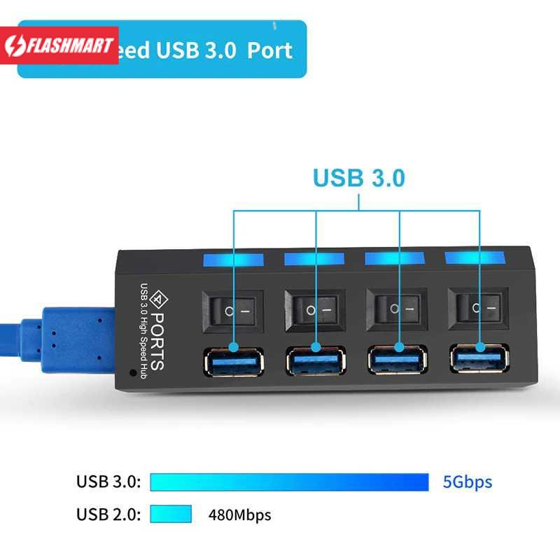 Flashmart USB Hub 3.0 4 Port with Power Supply - U9103