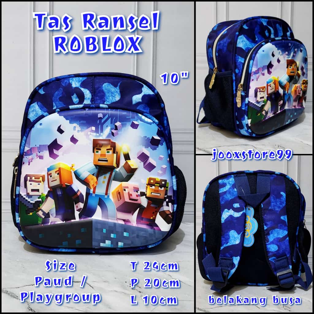 Tas Sekolah Ransel Anak Paud dan Playgroup Motif Mario dan Roblox Timbul 3D Backpack Anak Laki - Laki Import